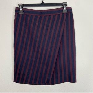 J Crew Burgundy Navy Striped Pencil Skirt Size 2P